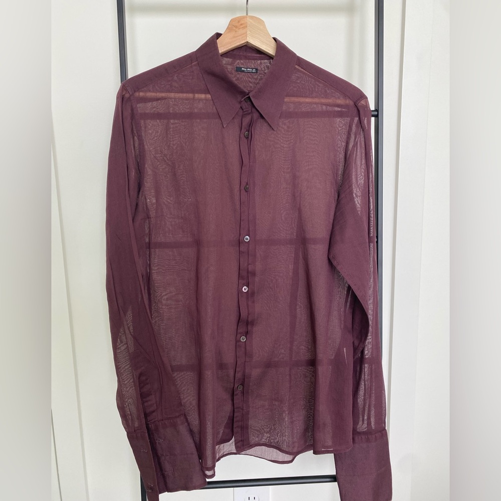 Miu Miu Sheer Maroon Shirt